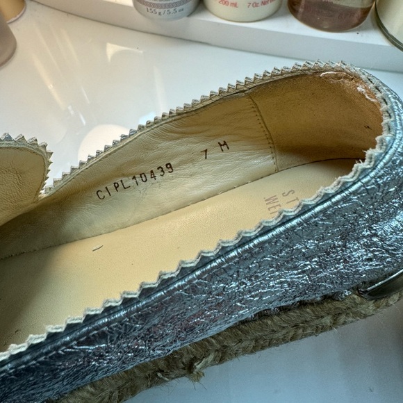 Stuart weitzman metallic leather espadrille loafers women’s 7 - Picture 4 of 6